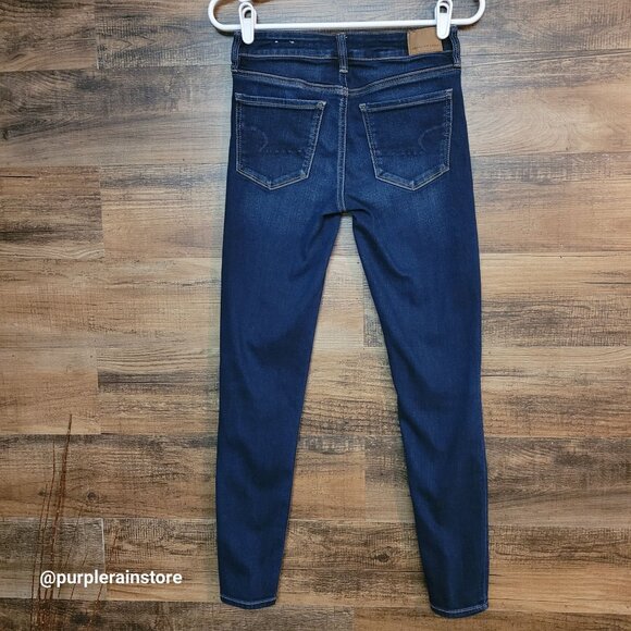 American Eagle Jeans 2 R Jegging Low Rise Next Level Stretch Dark Wash Denim - Picture 2 of 13